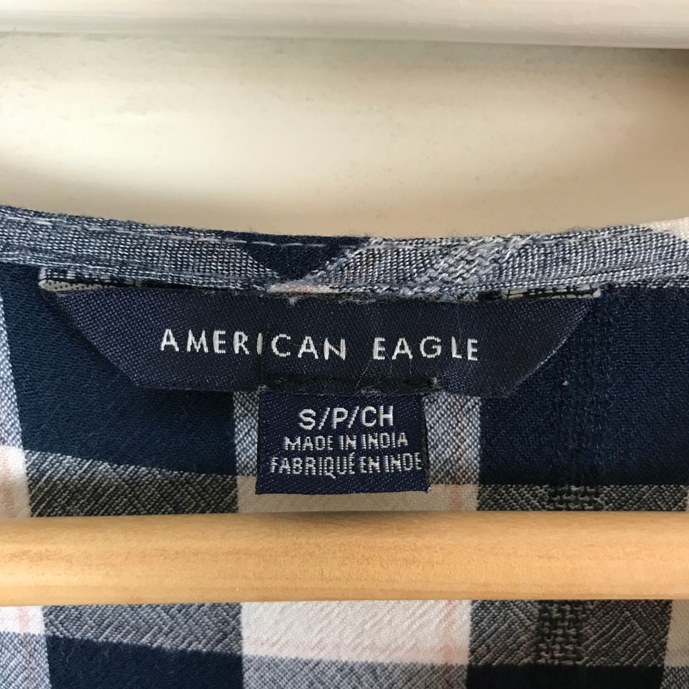 American Eagle Plaid Peplum Top - Picture 4 of 5